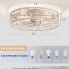 812MGW6u8FL._AC_SL1500_.jpg windphoto 23" Caged Ceiling Fan with Light, Flush Mount Fandalier with Remote | Low Profile, Farmhouse Large, Bladeless Industrial, Quiet DC Motor, App Control for Bedroom, Kitchen, Dining Room, White Gold