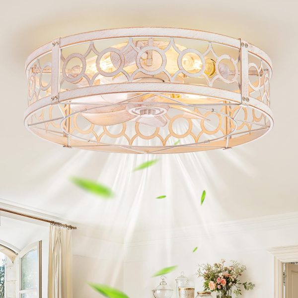 812ORg-GBQL._AC_SL1500_.jpg windphoto 20 inch Fandelier Caged Ceiling Fan with Light, Bladeless Ceiling Fan with Remote, Farmhouse Fan Lights Ceiling Fixtures for Kitchen, Bedroom, Outdoor(6 Speed, Timing)