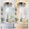 8135M6-9e4L._AC_SL1500_.jpg windphoto 20" Caged Ceiling Fan with Light, Flush Mount Fandalier with Remote | Low Profile, Farmhouse Small, Bladeless Industrial, Quiet DC Motor, App Control for Bedroom, Kitchen, Dining Room, Walnut
