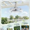 windphoto 24" Waterproof Grey Outdoor Ceiling Fan with Light for Gazebo | IP65 Wet Rated,APP Control,6-Speeds,3CCT Dimmable,Reverse DC Motor,Suitable for 12' x 14' Area,Plug In for Patio,Porch