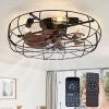 813IpOxEkAL._AC_SL1500_.jpg windphoto 23" Caged Farmhouse Ceiling Fans with Lights and Remote/App, Black | Flush Mount Bladeless Low Profile, Fandalier Large Rustic, Industrial Enclosed, Quiet & Powerful for Bedroom, Kitchen, Indoor