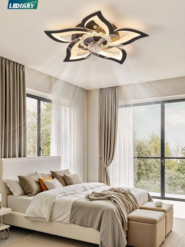813akVvUPdL._AC_SL1500_.jpg windphoto Flower Fandalier Ceiling Fan with Light, Modern Low Profile Small | 27 Inch Flush Mount, 3000-6000K Dimmable LED, Remote&App Control, Quiet DC Motor, for Bedroom, Living Room, Indoor, White