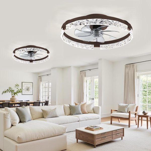 814ARnmsPiL._AC_SL1500_.jpg windphoto 2 Pack 20" Modern Ceiling Fans with Lights and Remote, Brown | Fandelier, Dimmable Low Profile, Flush Mount, Stepless Color Temperature Change, 6 Speeds, Bedroom, Living Room, Kitchen