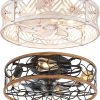 814B3S3GqPL._AC_SL1500_.jpg windphoto Walnut+White Gold Color Caged Ceiling Fans with Lights, White Flush Mount Ceiling Fan with Remote, Small Low Profile Bladeless Ceiling Fan Light Fixture for Bedroom, Kitchen, Dining Room
