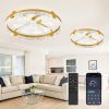 windphoto 2 Pack 24" Ceiling Fans with Lights and Remote, Fandelier Gold | 3CCT, 6 Speeds, Dimmable Low Profile, Flush Mount Ceiling Fan, Timer, Reversible, Memory, Bedroom, Living Room, Kitchen