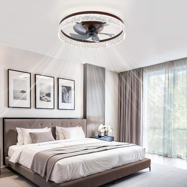 814ot4DsRlL._AC_SL1500_.jpg windphoto 22" Ceiling Fans with Lights and Remote, Fandelier Brown | 3CCT, 6 Speeds, Dimmable Low Profile, Flush Mount Ceiling Fan, Timer, Reversible, Memory, Bedroom, Living Room, Kitchen