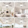 52 Inch Ceiling Fan with Lights and Remote, 30W 12" LED Panel Flush Mount Ceiling Fan, 6-Speed Quiet DC Motor Modern Low Profile Ceiling Fan with Reversible Blades for Bedroom, Living Room, Patio