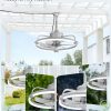 windphoto 20" Waterproof Grey Outdoor Ceiling Fan with Light for Gazebo | IP65 Wet Rated,APP Control,6-Speeds,3CCT Dimmable,Reverse DC Motor,Suitable for 10' x 12' Area,Plug In for Patio,Porch