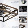 windphoto 20 Caged Low Profile Square Ceiling Fans with Lights and Remote | 6 Speed and Reversible, Small Farmhouse Rustic Bladeless Ceiling Fan Flush Mount for Bedroom, Kitchen, Dining Room