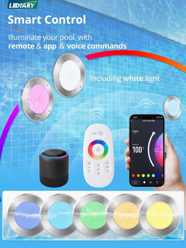 windphoto 10" RGBW LED Pool Lights for Inground Pool, 120V 54Watt Swimming Pool Lights with 50FT Cord, IP68 Waterproof Pool Underwater Light for 10" Wet Niches (Transformer & Controller Included)
