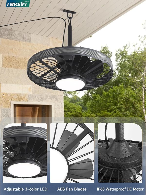 815Z5kNTJDL._AC_SL1500_.jpg windphoto 20 Outdoor Ceiling Fans with Light,Gazebo Fan with Hanging Hook | IP65 Waterproof,Outdoor Fan, App Control, 3CCT, Dimmable,6 Speeds, Caged, Plug in, for Patio, Porch, Pergola,Canopy, Gray
