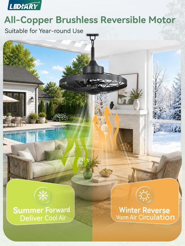 816m4goPrUL._AC_SL1500_.jpg windphoto 20" Outdoor Ceiling Fan No Light, Plug-in Waterproof Gazebo Fan | 6 Speeds, 3 Timers, 2 Hanging Rods, Mute Remote, Reversible Motor, Memory Function, Cage Design, for Pergola, Patio, Porch