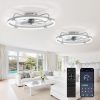 817nyMoSZZL._AC_SL1500_.jpg windphoto 2 Pack 24" Ceiling Fans with Lights and Remote, Low Profile | Flush Mount, Stepless Dimmable Fandelier, 6 Speeds, 3 CCT, Quiet Reversible DC Motor, 2H Timer, Bedroom, Living Room, Grey