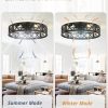 windphoto 23" Caged Farmhouse Ceiling Fan with Light, Flush Mount, Black | Remote&APP Control, Large Low Profile, Rustic Fandaliers, Industrial Bladeless Enclosed, Powerful Motor for Bedroom, Kitchen