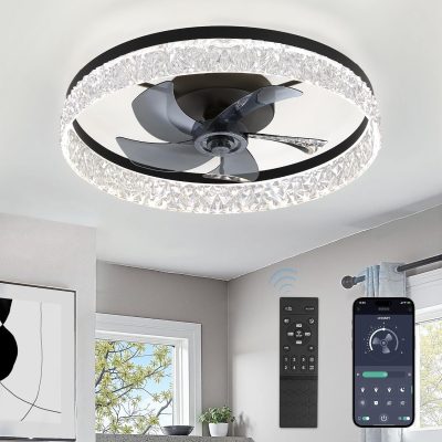 818VKjsH4wL._AC_SL1500_.jpg windphoto 22" Ceiling Fans with Lights and Remote, Fandelier Black | 3CCT, 6 Speeds, Dimmable Low Profile, Flush Mount Ceiling Fan, Timer, Reversible, Memory, Bedroom, Living Room, Kitchen