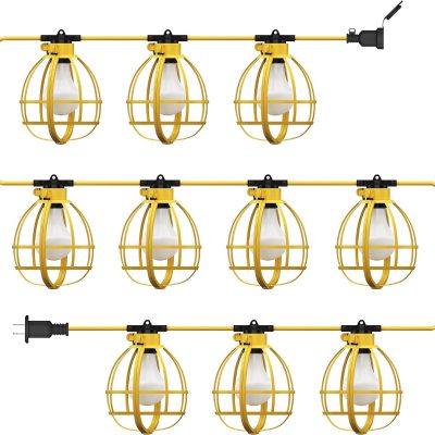 windphoto Construction String Lights 10 Bulbs Incl, 100W 10500LM 100Ft Construction Lights with 10 Medium Base Sockets, Linkable Temporary Lighting, Weatherproof Commercial-Grade Work Lights - UL Listed
