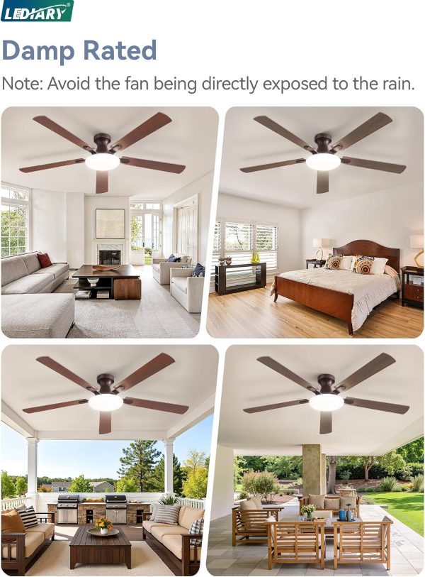 818dQ2lQogL._AC_SL1500_.jpg windphoto 60 Inch Flush Mount Ceiling Fans with Lights, Remote & APP Control | 3CCT,Stepless Dimmable,Memory Function,Timer,6-speed,Reversible Blade, Quiet DC Motor, Damp-Rated, Living Room, Covered Patio