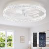 windphoto 24" Low Profile Ceiling Fans with Light and Remote, Fandelier White | Reversible Airflow, 3000-6000K Dimmable LED, 6 Speeds, DC Motor, Memory, Timer, Flush Mount, Bedroom, Living Room, Kitchen