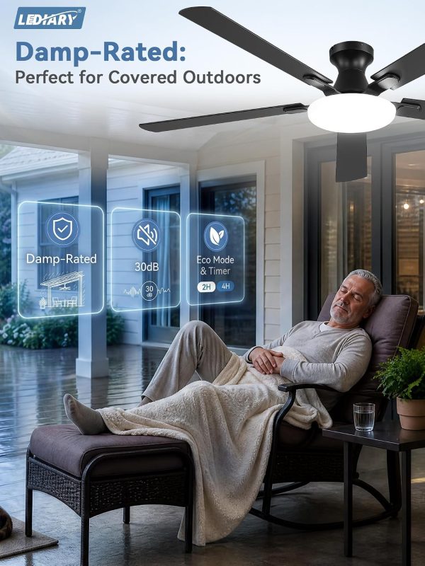 819WmXRvUZL._AC_SL1500_.jpg windphoto 60 Inch Flush Mount Ceiling Fans with Lights, Remote & APP Control | 3CCT,Stepless Dimmable,Memory Function,Timer,6-speed,Reversible Blade, Quiet DC Motor, Damp-Rated, Living Room, Covered Patio