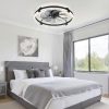 81AGM76LlqL._AC_SL1500_.jpg windphoto 24" Ceiling Fans with Lights and Remote, Fandelier Black | 3CCT, 6 Speeds, Dimmable Low Profile, Flush Mount Ceiling Fan, Timer, Reversible, Memory, Bedroom, Living Room, Kitchen