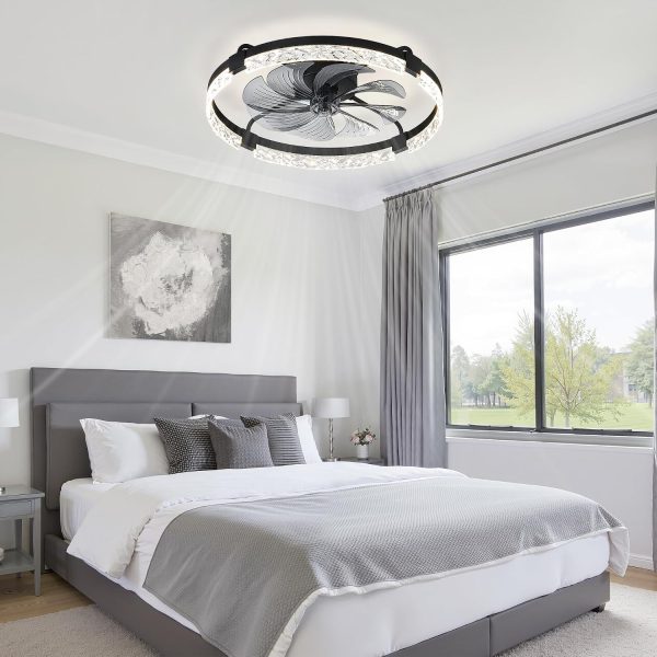 81AGM76LlqL._AC_SL1500_.jpg windphoto 24" Ceiling Fans with Lights and Remote, Fandelier Black | 3CCT, 6 Speeds, Dimmable Low Profile, Flush Mount Ceiling Fan, Timer, Reversible, Memory, Bedroom, Living Room, Kitchen
