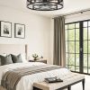 81AOkQfKSeL._AC_SL1500_.jpg windphoto 23" Black Caged Low Profile Ceiling Fan with Light and Remote | Flush Mount, Bladeless Enclosed Fandelier, 6 Speed, Quiet Powerful DC, Rustic,Farmhouse, Small, Bedroom, Kitchen, Indoor