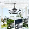 windphoto 24" Waterproof Black Outdoor Ceiling Fan with Light for Gazebo | IP65 Wet Rated,APP Control,6-Speeds,3CCT Dimmable,Reverse DC Motor,Suitable for 12' x 14' Area,Plug In for Patio,Porch