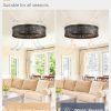 windphoto 20" Caged Farmhouse Ceiling Fan and Light with Remote, Black | Flush Mount, Bladeless Enclosed Fandelier, 6 Speed, Quiet Powerful DC, Rustic,Vintage, Rustic, Small, Bedroom, Kitchen