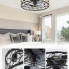 81C3tBdLmJL._AC_SL1500_.jpg windphoto 23" Caged Ceiling Fan with Light, Flush Mount Fandalier with Remote | Low Profile, Farmhouse Large, Bladeless Industrial, Quiet DC Motor, App Control for Bedroom, Kitchen, Dining Room, Black