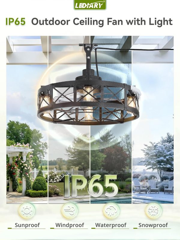 81ChSgHMO3L._AC_SL1500_.jpg windphoto 22" Outdoor Ceiling Fan with Lights for Patio,Waterproof Gazebo Fan | Plug in Outdoor Fan with Remote Control,4Timer, 6-Speed Reversible Motor, Hanging Caged Ceiling Fan for Porch, Pergola,Canopy
