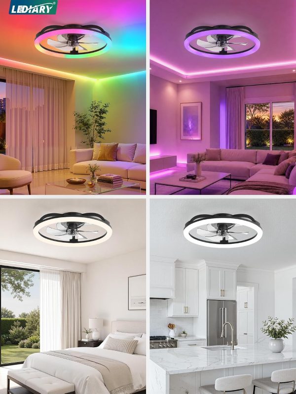 81D7AsCMAyL._AC_SL1500_.jpg windphoto 23" Ceiling Fans with Lights and Remote for Bedroom, Black | RGB Low Profile Fan Light, 3000K-6000K Stepless Dimmable, 6 Speed, Reversible DC Motor, APP & Remote Control, Low Noice