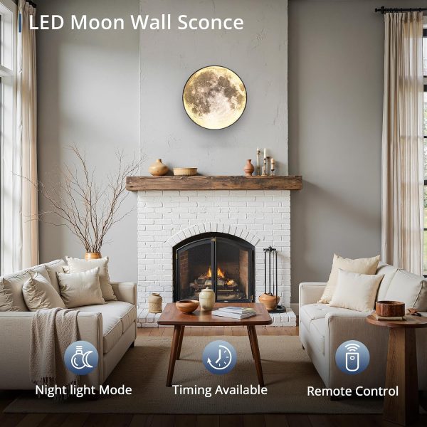 81Do0yukL._AC_SL1500_.jpg Dimmable Moon Wall Light 12 inch Wall Lights with Remote Control Plug-in Modern LED Light, 15W Black Wall Lamp Indoor Wall Mounted Ceiling Light Fixture for Bedroom Living Room Corridor