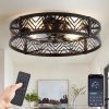 81DvknmzmNL._AC_SL1500_.jpg windphoto 23" Caged Ceiling Fan with Light and Remote, Large Fandalier, Black | Flush Mount Low Profile, APP Control, Bladeless Industrial Enclosed, Quiet & Powerful for Bedroom, Kitchen, Dining Room