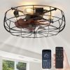 81EAjvmVH6L._AC_SL1500_.jpg windphoto 20" Caged Farmhouse Ceiling Fans with Lights and Remote/App, Black | Flush Mount Bladeless Low Profile, Fandalier Small Rustic, Industrial Enclosed, Quiet & Powerful for Bedroom, Kitchen, Indoor