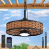 81EF0wWcRL._AC_SL1500_.jpg windphoto 20" Brown Waterproof Outdoor Ceiling Fan with Light for Patios | IP65 Wet Rated,No Assembling,3CCT Dimmable,6-Speeds,Boho Rattan,Remote&APP Control, for Gazebo,Porch