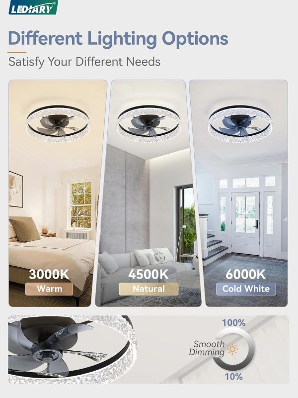 81EcbKZfgmL._AC_SL1500_.jpg windphoto 22" Low Profile Ceiling Fans with Lights, APP & Remote, Black | Flush Mount, Fandelier, 3000K-6000K, Dimmable LED, for Bedroom