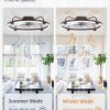 windphoto 24" Ceiling Fans with Lights and Remote, Low Profile Led Fan Light | Flush Mount, Stepless Dimmable Fandelier, 6 Speeds, 3 CCT, Quiet Reversible DC Motor, 2H Timer, Bedroom, Living Room, Brown