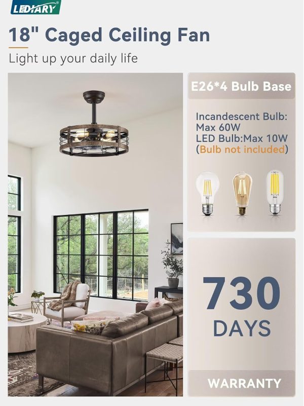 81F-HgUAuL._AC_SL1500_.jpg windphoto 18 inch Caged Fandelier Ceiling Fan Light with Remote, Black Gold | 6 Speed Adjustable,Timing, Quiet & Powerful DC, Small, Farmhouse, Industrial, Enclosed, Bladeless, Bedroom, Kitchen, Downrod