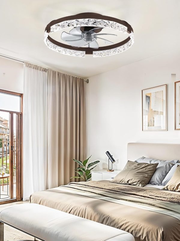 81FEBu5VrRL._AC_SL1500_.jpg windphoto 20 Inch Low Profile Ceiling Fans with Lights and Remote, Fandelier Ceiling Fan Flush Mount, 3000K-6000K Dimmable LED Fan Light, Brown Modern Ceiling Fans with Lights for Bedroom | Flush Mount, Fandelier, 3000K-6000K, Dimmable LED, for Bedroom