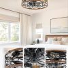 81FIiLc2faL._AC_SL1500_.jpg windphoto Caged Ceiling Fan with Light, Flush Mount Fandalier with Remote | Low Profile, Farmhouse Small, Bladeless Industrial, Quiet DC Motor, App Control for Bedroom, Kitchen, Dining Room, Walnut