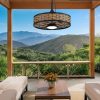 windphoto 20" Light Brown IP65 Waterproof Outdoor Ceiling Fan with Light | No Assembling,Remote&APP Control,3CCT Dimmable,6-Speeds,Boho Rattan, for Gazebo,Patio,Porch