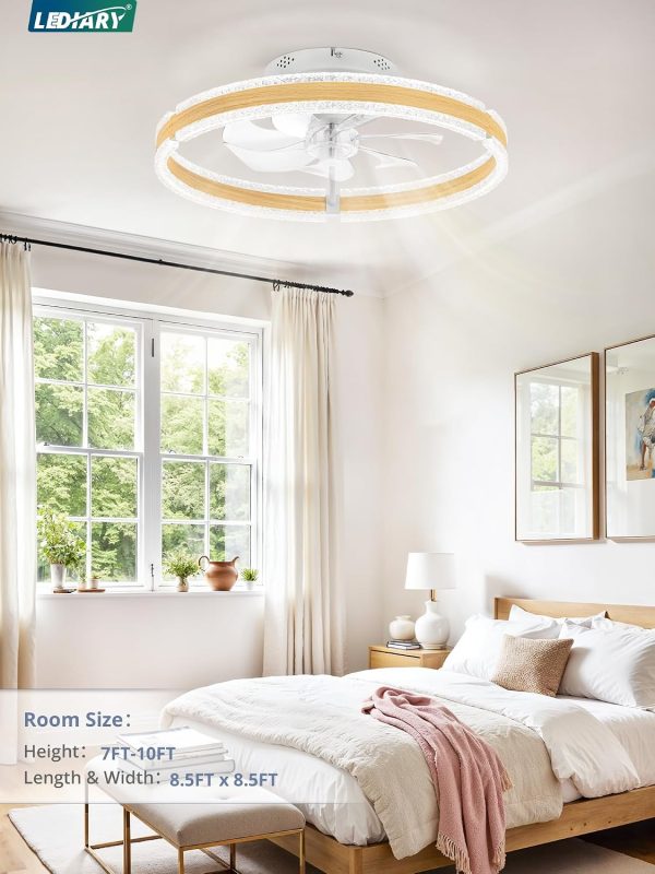 81FY9Js4fL._AC_SL1500_.jpg windphoto Ceiling Fans with Lights and Remote, 20'' Low Profile Ceiling Fan with Light, 3000-6000K Dimmable Fandelier Ceiling Fans, Modern Flush Mount Fan Light for Bedroom with 6 Wind Speeds-Wood Grain | 3000-6000K Dimmable LED, 6 Wind Speeds, Quiet Reversible DC Motor, Small Flush Mount Fandelier for Bedroom, Living Room