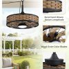 windphoto 20" Light Brown IP65 Waterproof Outdoor Ceiling Fan with Light | No Assembling,Remote&APP Control,3CCT Dimmable,6-Speeds,Boho Rattan, for Gazebo,Patio,Porch