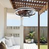 windphoto 24" Outdoor Ceiling Fans with Light, IP65 Waterproof Gazebo Fan | Outdoor Fan with Hanging Hook, Remote & App Control, 3CCT Dimmable,Timer, Caged Plug in Ceiling Fan for Patio, Porch, Pergola