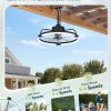 81H7u-G8GL._AC_SL1500_.jpg windphoto 20" Waterproof Black Outdoor Ceiling Fan with Light for Gazebo | IP65 Wet Rated,APP Control,6-Speeds,3CCT Dimmable,Reverse DC Motor,Suitable for 10' x 12' Area,Plug In for Patio,Porch