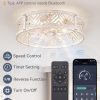 windphoto 20" Caged Ceiling Fan with Light and Remote, Small Fandalier, White | Flush Mount Low Profile, APP Control, Bladeless Industrial Enclosed, Quiet & Powerful for Bedroom, Kitchen, Dining Room