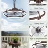 windphoto 24" Waterproof Brown Outdoor Ceiling Fan with Light for Gazebo | IP65 Wet Rated,APP Control,6-Speeds,3CCT Dimmable,Reverse DC Motor,Suitable for 12' x 14' Area,Plug In for Patio,Porch