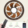 81Hl4zIYkCL._AC_SL1500_.jpg windphoto 20" Brown Waterproof Outdoor Ceiling Fan with Light for Patios | IP65 Wet Rated,No Assembling,3CCT Dimmable,6-Speeds,Boho Rattan,Remote&APP Control, for Gazebo,Porch