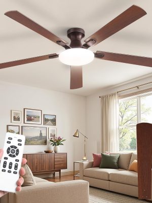 81IHvwIdL._AC_SL1500_.jpg windphoto 60 Inch Flush Mount Ceiling Fans with Lights, Remote & APP Control | 3CCT,Stepless Dimmable,Memory Function,Timer,6-speed,Reversible Blade, Quiet DC Motor, Damp-Rated, Living Room, Covered Patio
