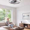 windphoto 24" Low Profile Ceiling Fans with Light and Remote, Fandelier Browm | Reversible Airflow, 3000-6000K Dimmable LED, 6 Speeds, DC Motor, Memory, Timer, Flush Mount, Bedroom, Living Room, Kitchen